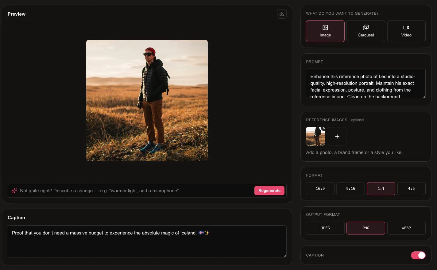 Studio-quality visuals on demand